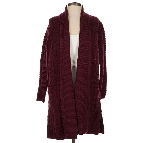 Aran Craft Edge to Edge Merino Wool Celtic Chunky Knit Open Front Cardigan Sm - Picture 1 of 7